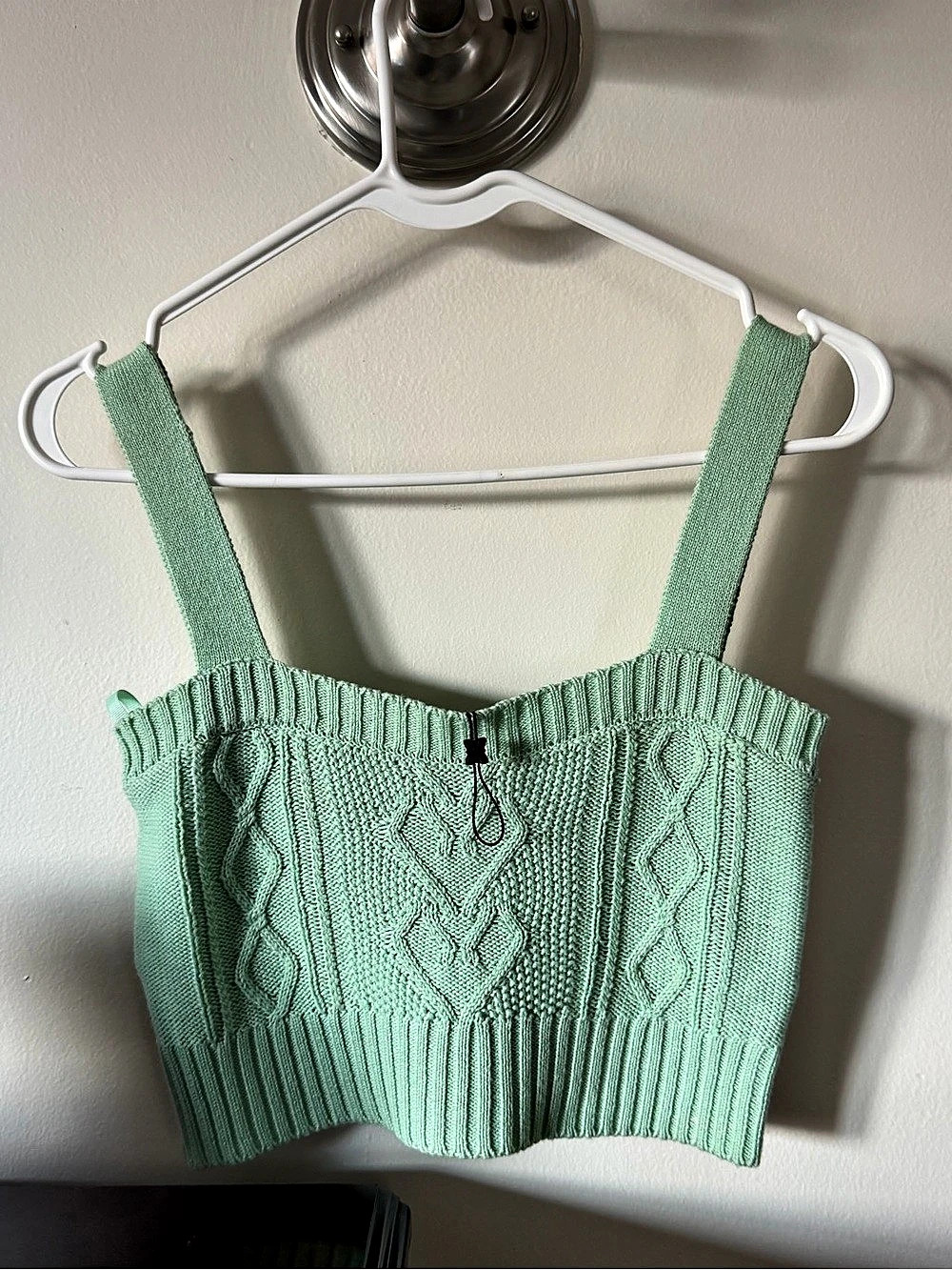 BCBGeneration Cable Knit Cropped Tank Green Crop Top